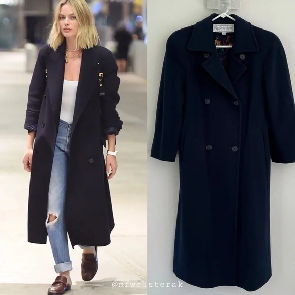 Evan Picone Jackets Coats Evan Picone Vintage Navy Wool Long Coat Poshmark